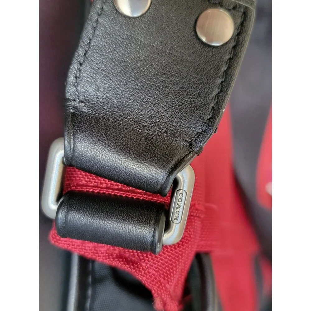 Coach Red Nylon & Leather Messenger Bag